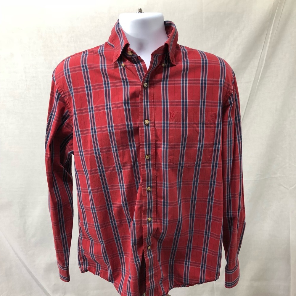 Izod Men’s Medium red plaid button down